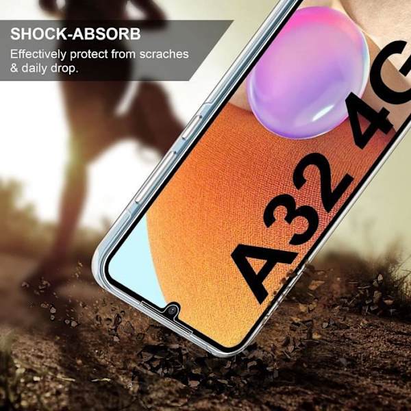 Fodral för Samsung A32 4G (6,4") Transparent TPU helkropp 360 graders skydd Anti-Fingeravtryck Anti-Scratch