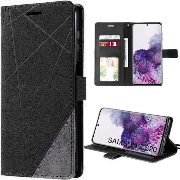 Skyddsfodral till Samsung Galaxy S20 - BOOLING - Svart - Anti-skrapa - Stötsäker - Syntetläder Svart
