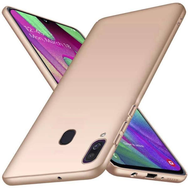 Skyddsfodral för Samsung A20e - PROSHOP - Mjuk - Guld - Set med 2 härdade glasögon gyllene