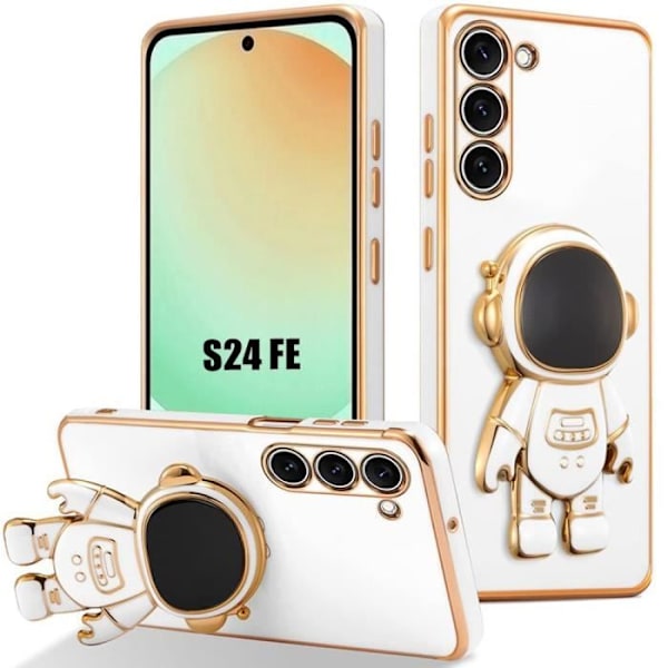 Skyddsfodral - Samsung - Galaxy S24 FE - Silikon - Stöttålig - 3D Astronautstöd Vit