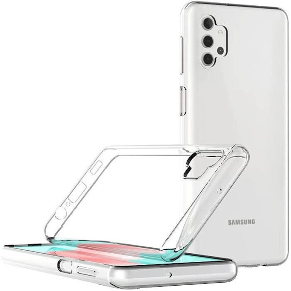 Skyddsskal - BOOLING - Samsung Galaxy A32 5G - TPU Transparent - Inkluderar 2 Härdade Glas - Flexibel Transparent