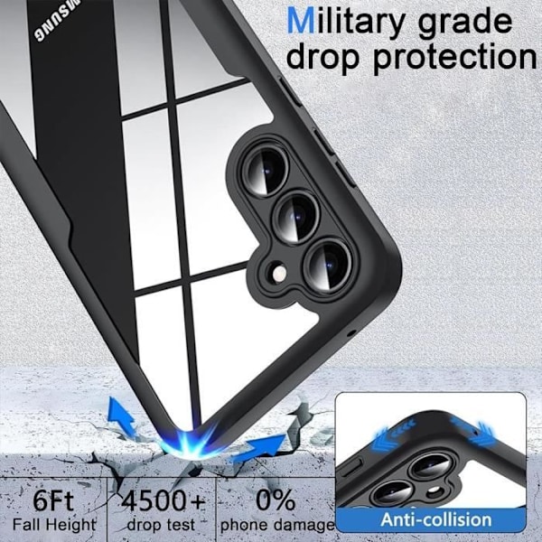 Helfodral för Samsung Galaxy S25 Plus (Galaxy S25+) Stötsäker Transparent Svart Kant Hård