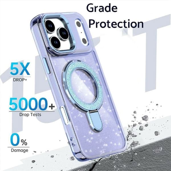 Skyddskal - BOOLING - för iPhone 17 Pro - Silikon PC med Blå Magnetisk Cirkeln - 2 Glas Blå