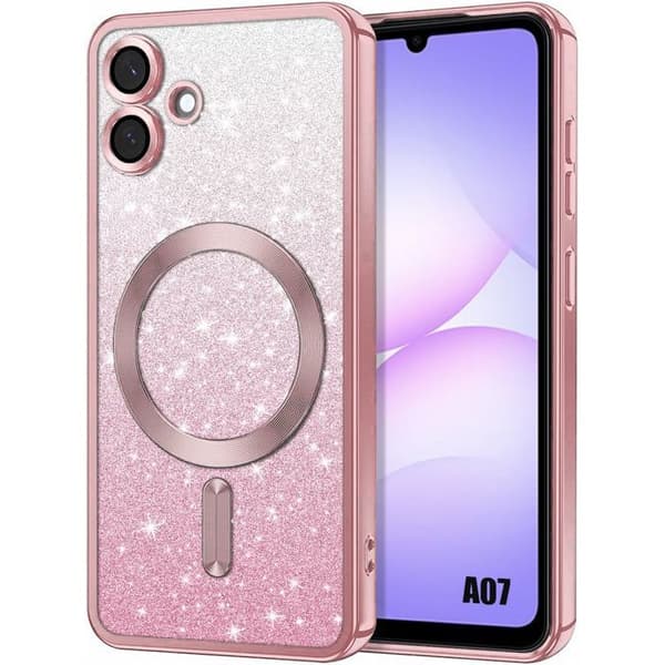 Skyddsskal - BOOLING - för Samsung Galaxy A07 - Mjuk Silikon - Stötabsorberande - Glittrande Rosa Rosa