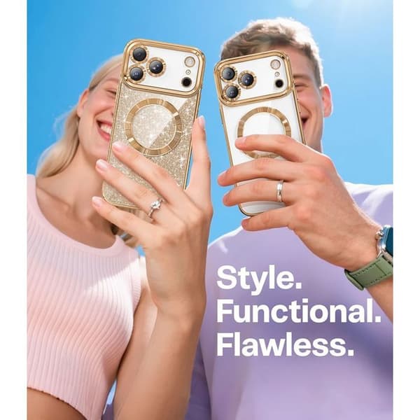 Skydds skal - BOOLING - för iPhone 17 Pro - med glittrande magnetiskt ring - Guld gyllene