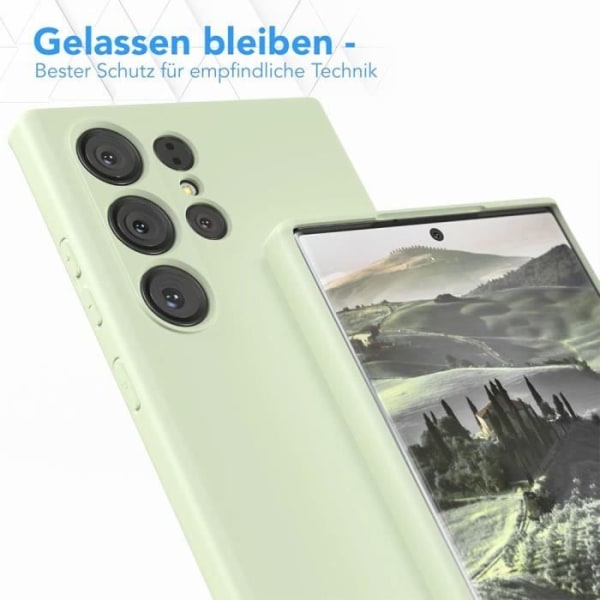 Fodral med 2 härdade glasögon för Samsung Galaxy S24 Ultra - Tunt Matte Green TPU skyddsfodral