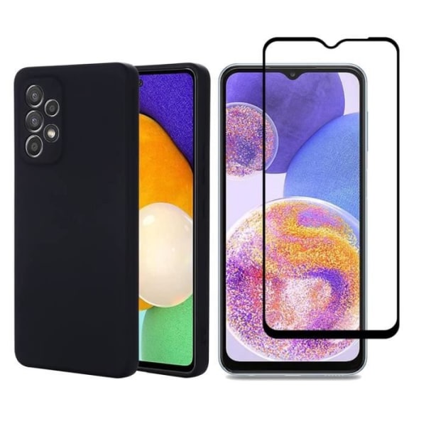 Skyddsfodral - Toproduits® - Samsung Galaxy A13 4G - Härdat glas - Svarta kanter - Reptålig Svart