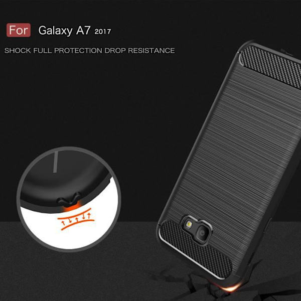 Stötsäkert fodral - Samsung - Galaxy A7 (2017) A720 - Silikon TPU - Smal - Svart Svart
