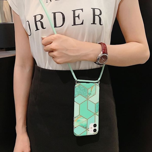 Crossbody-fodral till Samsung Galaxy A32 5G Stötsäkert skydd Marmormönster Turkos Turkos