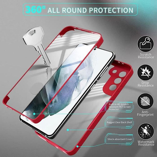 Fodral för Samsung S21 (6,2") Röd solid, styv helkropp Anti-skrapa förstärkt kant