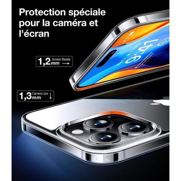 Skyddskal - Silikon - för iPhone 14 Pro Max - Transparent - Stötsäker - 2 Härdat Glas Transparent