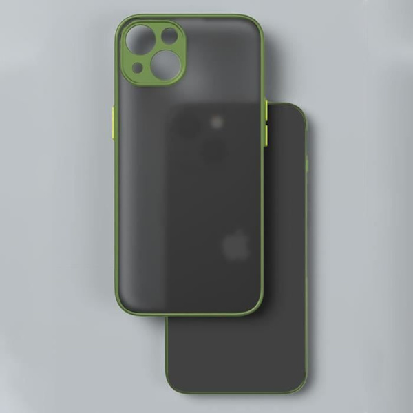 Skyddsfodral för iPhone 14 - BOOLING - Silikon + Matt PC - Khaki - Anti-chock Kaki