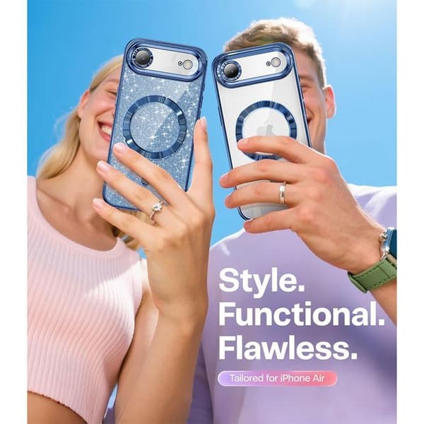 Skyddsskal - BOOLING - för iPhone Air - Silikon med Magnetisk Cirkel - Glittrande Blå Blå