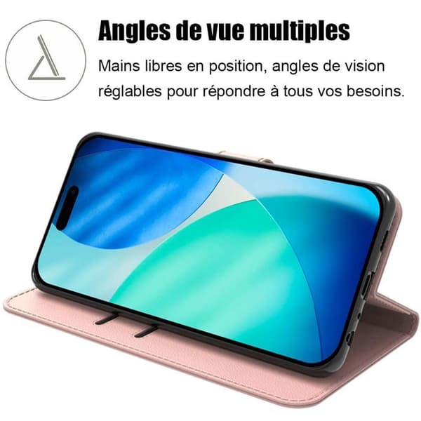 Mobilskal för iPhone 17 - BOOLING - Flip Case Stötsäker Repfria Stötsäker Lädereffekt Rosa Rosa