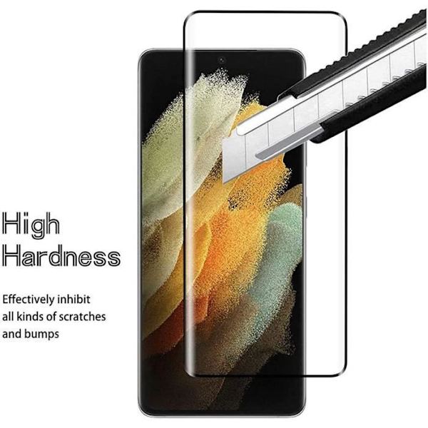 4x härdat glas för Samsung S22 Ultra Clear Fullt skydd med svart kant Transparent med svart kant