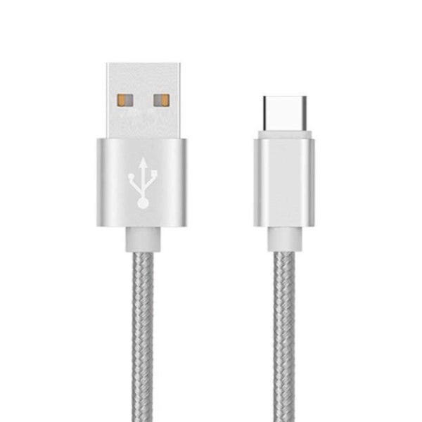 Typ C flätad kabel för Lenovo Z2 Plus USB-laddare 1m vändbar nylonsynkroniseringskontakt (SILVER)