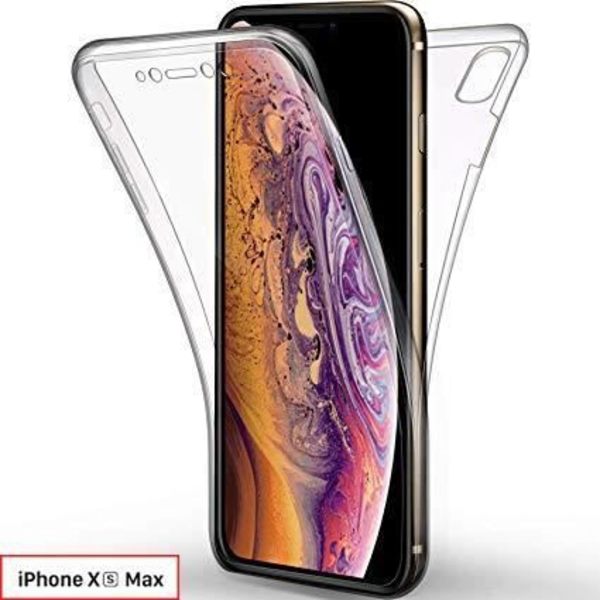 360 graders fodral IPhone XS max Silikongel Fullt skydd Transparent, stötsäker för IPhone XS max + Multi Band Vit Transparent