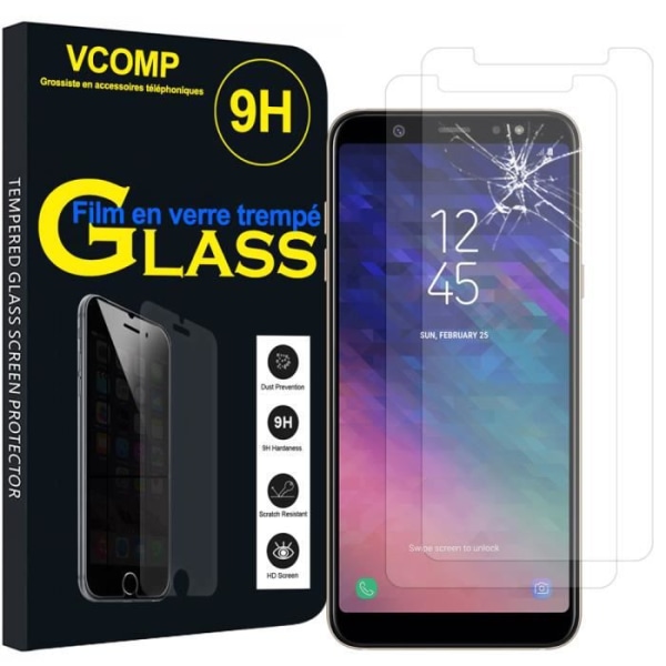 Skyddsglas - VCOMP - 2-pack - Härdat glas - Repbeständigt - För Galaxy A6+/A6 Plus