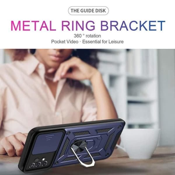 Coque - BOOLING - för Samsung Galaxy A23 5G - Stötsäker - Bakre ringstöd - Marinblå marinblå