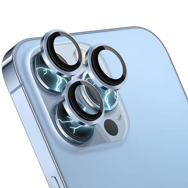 Skyddskamera - för iPhone - 13 Pro/Pro Max - Härdat Glas - Stöttålig - Represistent Klarblå