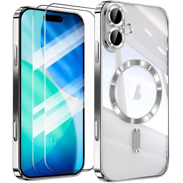 Skyddshölje - BOOLING - iPhone 17 - Silverfärgad - 2 Härdade Glas - Antigulning Silver