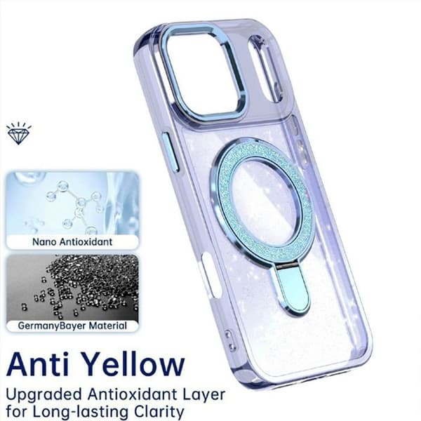 Skyddsskal - BOOLING - för iPhone 17 Pro Max - Silikon PC Stöttålig med Blått Magnetiskt Cirkelsystem Blå