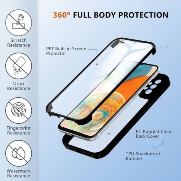 Skyddande skal - BOOLING - för Samsung A23 5G - Stötsäkert - Svart kant - Semi-rigid svart