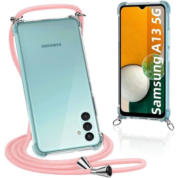 Skyddsfodral för Samsung Galaxy A13 - PROSHOP - Mjukt - Transparent-Rosa - Mjukt gelfodral Transparent-rosa
