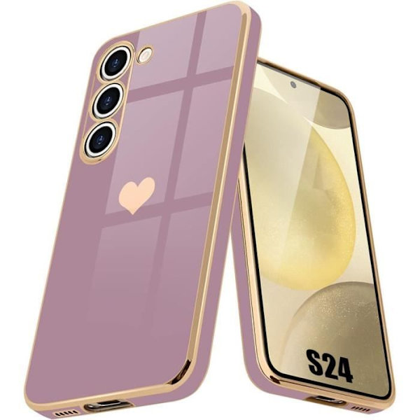 Skyddshölje - Samsung - Galaxy S24 - Silikon - Stötabsorberande - Hjärtmönster - Lila Lila