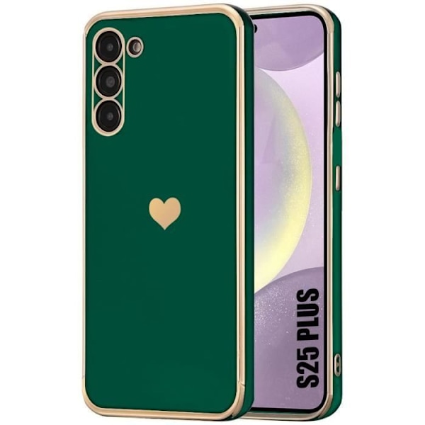 Fodral till Samsung Galaxy S25 Plus (Galaxy S25+) - Hjärtmönster Anti-Scratch Mjuk TPU Midnattsgrön