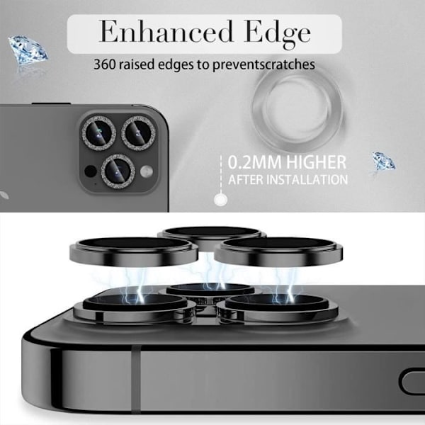 Härdat Glas - iPhone 13 Pro - Repellerande Skydd - Stötbeständig - Glänsande Svart Kant Transparent, svart