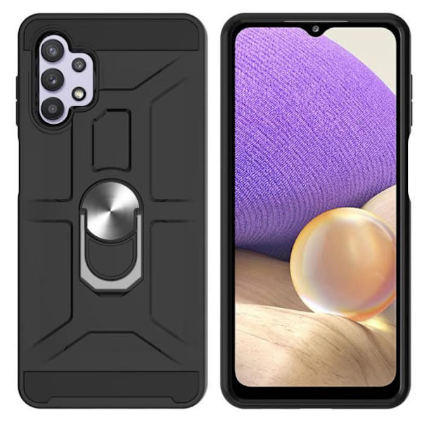 Fodral till Samsung Galaxy A32 5G Stötsäkert repskyddsfodral Samsung Galaxy A32 5G fodral med ringhållare Svart