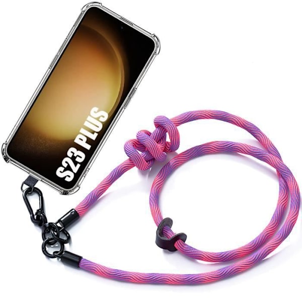 Lanyardfodral till Samsung Galaxy S23+ - S23 Plus Stötsäkert skydd med robust lanyard Rosa