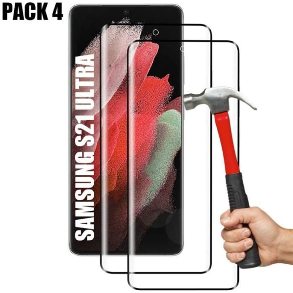 4-pack 3D härdat glas för Samsung S21 Plus (6,7") Svart hårdhetsglasskydd Anti-damm Anti-oljebeständig