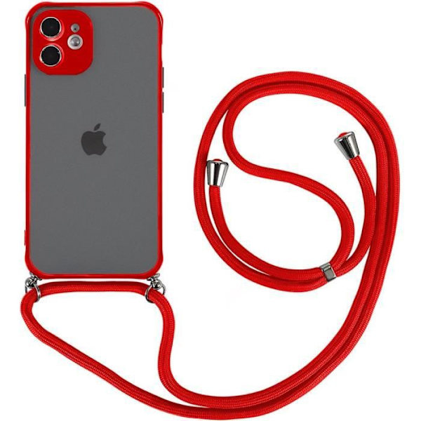 Crossbody-fodral för iPhone 12 (6,1") Röd Frostad Färg Tunn Hård Styv Röd
