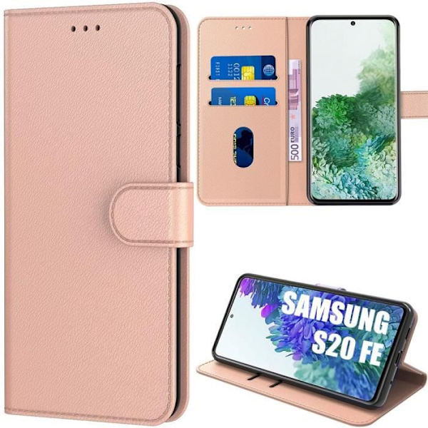 Skyddsfodral till Samsung S20 FE - PROSHOP - Rosa - Korthållare - Lädereffekt - 360 grader Rosa