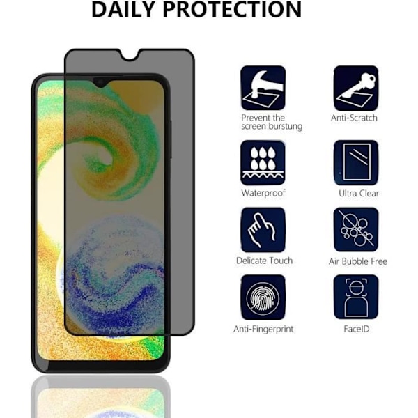 2 Anti-Spy Tempered Glasögon för Samsung Galaxy A04s - BOOLING - Stötsäkert skydd Svart