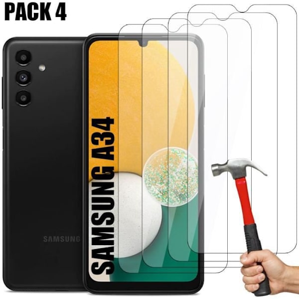 Skärmskydd i härdat glas för Samsung Galaxy A34 - BOOLING - Paket med 4 - 9H Stötsäker Transparent