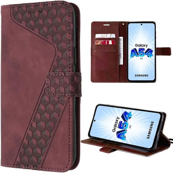 Skyddsfodral - Samsung - Galaxy A54 5G - Röd - Stötsäker - PU-läder med stativ Röd