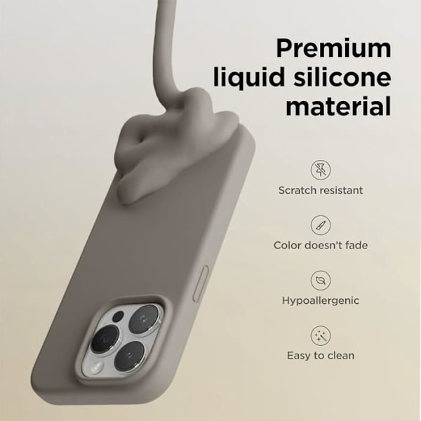 Skyddsskal - BOOLING - iPhone 16 Pro - Flytande Silikon - Matt Grå - Mjuk Grå
