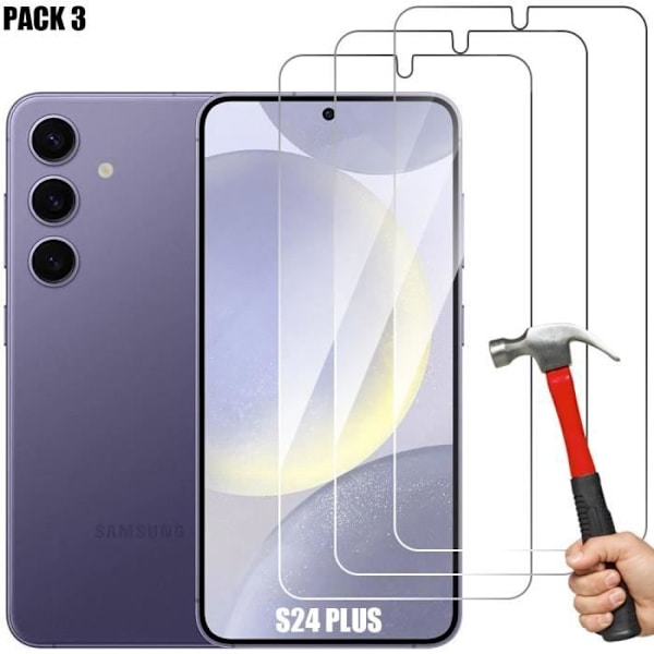 Härdat Glas - Samsung - Galaxy S24 Plus - Lätt Installation - Represistent - Pack om 3 Transparent