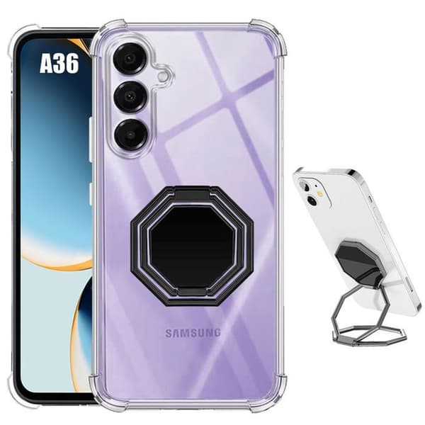 Coque för Samsung Galaxy A36 5G, Silikon Stötsäker med Fällbart Stöd - BOOLING® Transparent