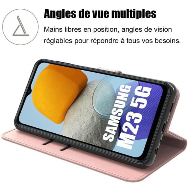 Etui til Samsung Galaxy M23 5G + 2 hærdede briller - Anti-ridse PU læder Flip Case - Pink