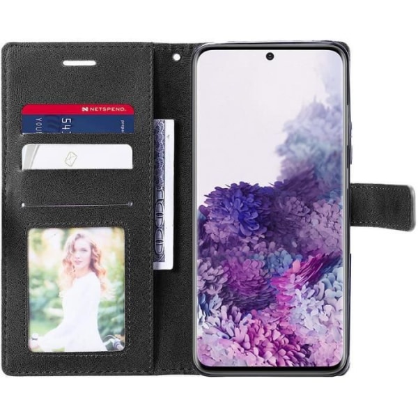 Samsung Galaxy S20 Fodral med 2 härdade glasögon - Helkropp Stötsäkert PU-läder Svart