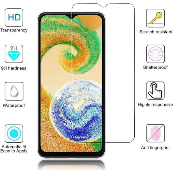 TPU-fodral för Samsung Galaxy A04s + 2 härdade glasögon och 2 bakre linsskydd Transparent