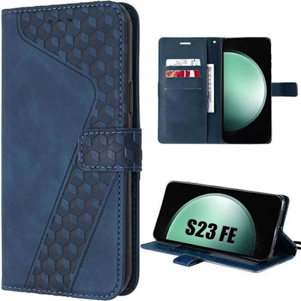 Coque - BOOLING - för Samsung Galaxy S23 FE - Mörkblå - PU-läder + TPU - Fick för kort och stöd marinblå