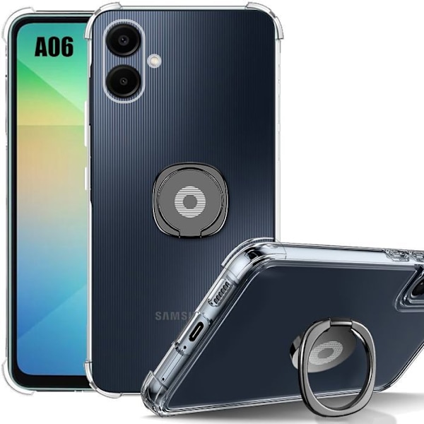 Coque för Samsung Galaxy A06 - Anti-Rip Transparent med Svart Stöd - BOOLING Transparent