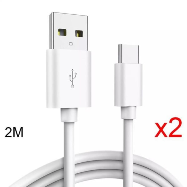 2x USB Type-C-kabel för Xiaomi 12, 12 Pro, 11T Pro, Mi 11 Lite, 11i, Redmi Note 11 Pro - Vit - 2M
