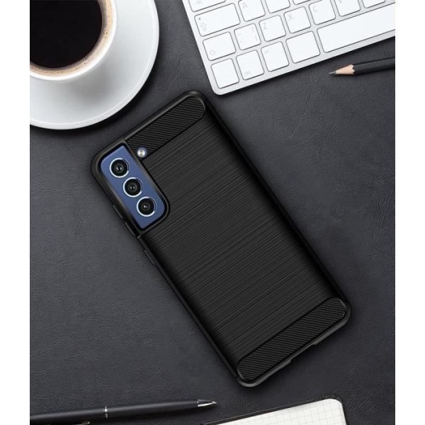 Fodral för Samsung S21 FE (6,4") Svart styv solid Elegant anti-chock tjock stållinjeeffekt