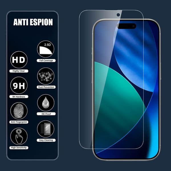 2 Stötsäker Antispion Glas för iPhone Air - BOOLING - Skydd 9H Hårt Glas Svart
